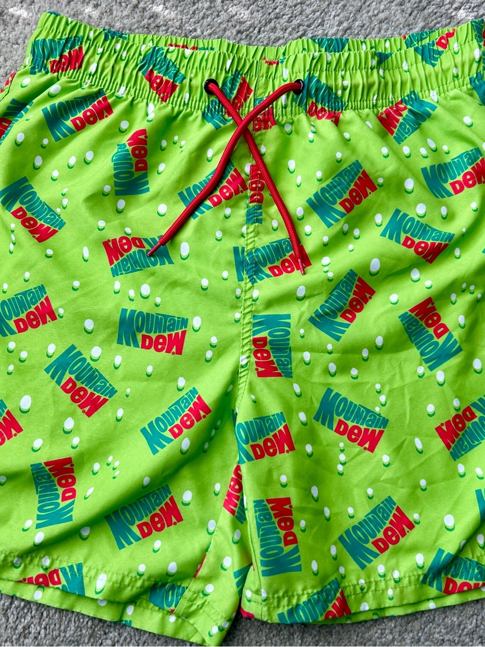 Mountain Dew Men’s Swim Trunks – Size Small – Retro Graphic